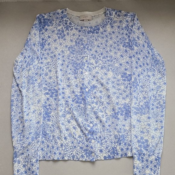 Blue & White Floral Cardigan, Loft - Picture 2 of 10